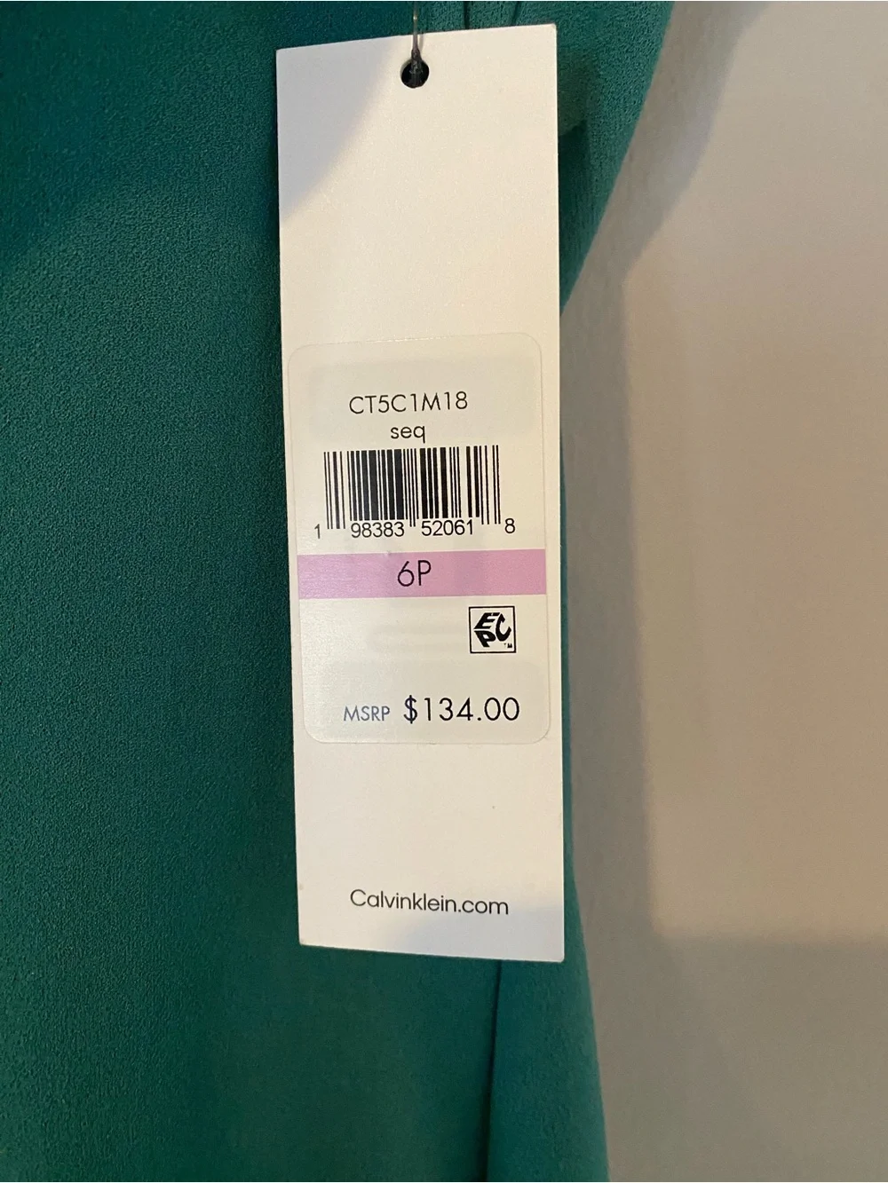 Calvin Klein Teal V-Neck A-Line Dress